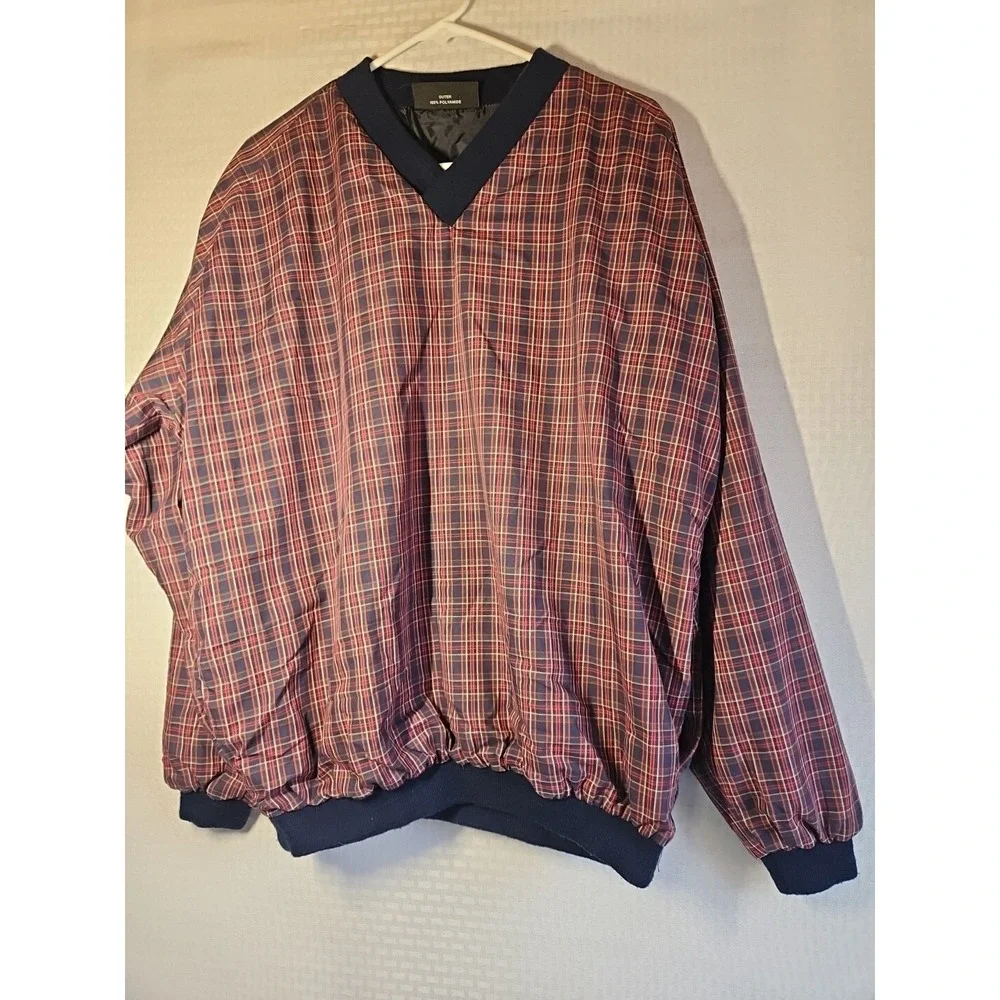 Vintage Bruce Clark  Pullover Plaid‎ Windbreaker Jacket Men's Size L Scotland